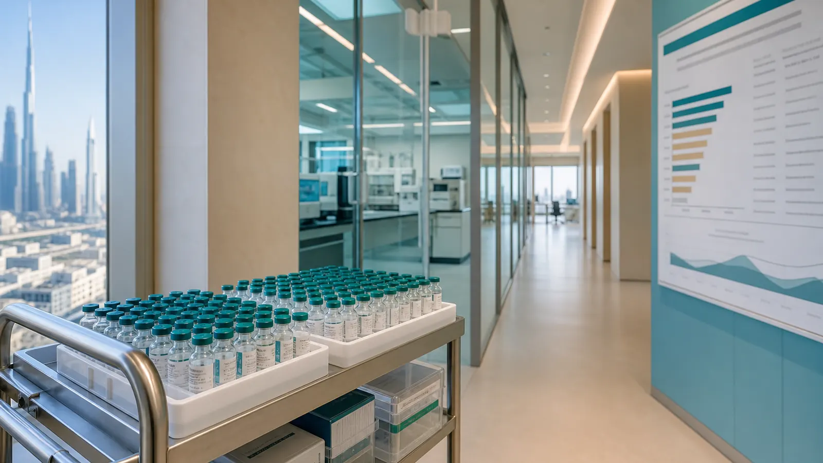 UAE research laboratory corridor representing peptide supplier evaluation
