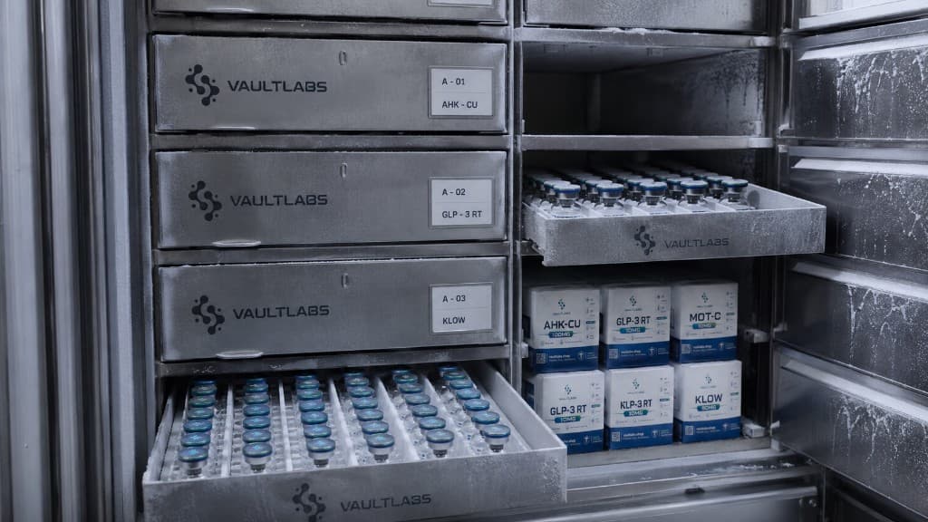 VaultLabs labelled drawer storage for catalogue SKUs and batch traceability